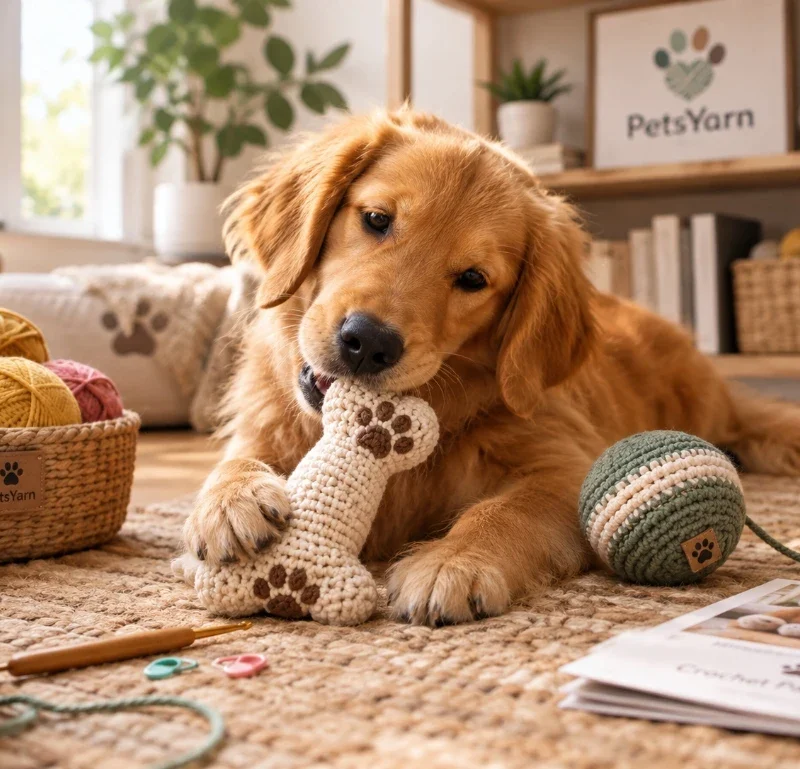 Dog Crochet Accessories – Scrap Yarn Keychains and Bandana Hero