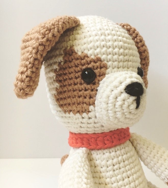 Puppy Chip amigurumi dog finished front portrait