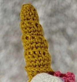 Mustard gold crochet unicorn horn
